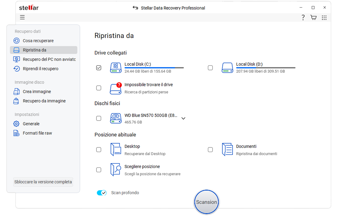 2-Selezionare Recupera da